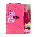 LEAN Toys Zestaw Lalka Z Szafą Akcesoria Różowa Ubrania Dodatki Moda Przebieranki
