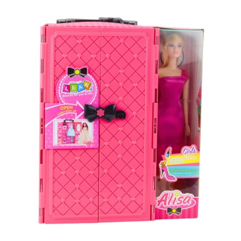 LEAN Toys Zestaw Lalka Z Szafą Akcesoria Różowa Ubrania Dodatki Moda Przebieranki LEAN Toys Zestaw Lalka Z Szafą Akcesoria Różowa Ubrania Dodatki Moda Przebieranki