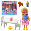 LEAN Toys Zestaw Urodzinowy Lalka Zwierzęta Pies Kot Stół Akcesoria