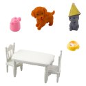 LEAN Toys Zestaw Urodzinowy Lalka Zwierzęta Pies Kot Stół Akcesoria