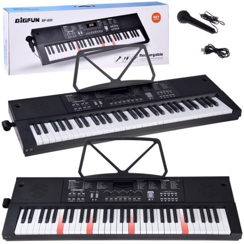 Organy KEYBOARD KLASYCZNY 61-klawiszy w dotyku jak drewno + mikrofon IN0184