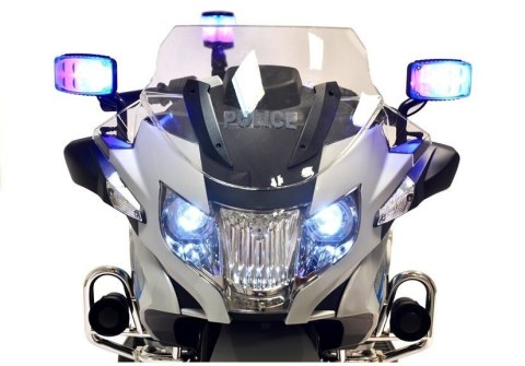 LEAN CARS Motor na Akumulator BMW R1200 Policja Srebrny LEAN CARS Motor na Akumulator BMW R1200 Policja Srebrny