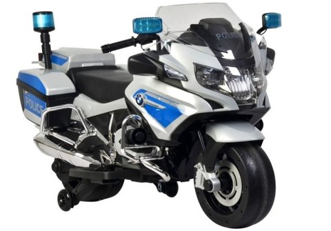 LEAN CARS Motor na Akumulator BMW R1200 Policja Srebrny LEAN CARS Motor na Akumulator BMW R1200 Policja Srebrny