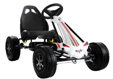 LEAN CARS Gokart Biało-Czarny Monster Na Pedały Pompowane Koła