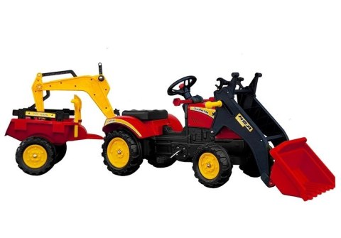 LEAN CARS Traktor z Przyczepą i Łyżką na Pedały Benson Czerwony LEAN CARS Traktor z Przyczepą i Łyżką na Pedały Benson Czerwony