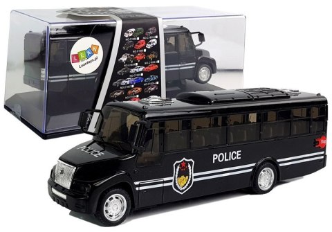 LEAN Toys Autobus Policja Czarny z Napędem Frykcyjnym Na Baterie Dźwięk LEAN Toys Autobus Policja Czarny z Napędem Frykcyjnym Na Baterie Dźwięk