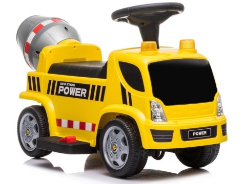 LEAN CARS Pojazd Jeździk Betoniarka Dźwięki Podpórka Na Akumulator Żółta