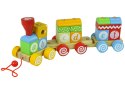 LEAN Toys Pociąg Drewniany Lokomotywa Dwa Wagony Literki Kształty