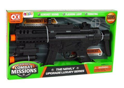 LEAN Toys Duży Pistolet Karabin Maszynowy na baterie Światło Dźwięk Wibracje LEAN Toys Duży Pistolet Karabin Maszynowy na baterie Światło Dźwięk Wibracje