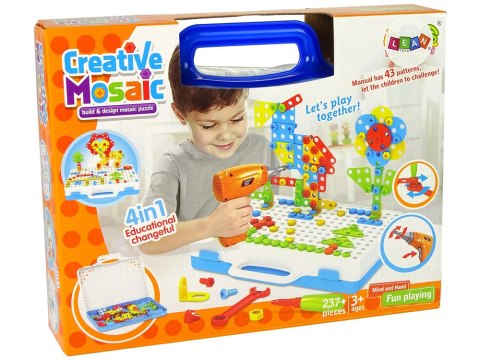 LEAN Toys Kreatywna Mozaika Układanka 4w1 Wkrętarka 237 Elementów LEAN Toys Kreatywna Mozaika Układanka 4w1 Wkrętarka 237 Elementów