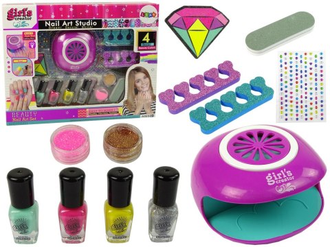 LEAN Toys Zestaw Lakier do Paznokci Lampa Diamenty Brokat LEAN Toys Zestaw Lakier do Paznokci Lampa Diamenty Brokat