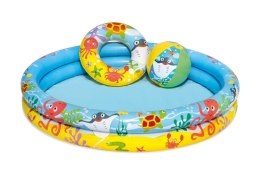 Dmuchany Basen Zestaw 3w1 dla dzieci 122x20cm Tropikalny BESTWAY + Kółko do pływania + Piłka plażowa