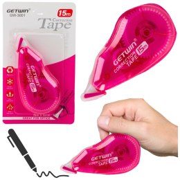 LEAN Korektor W Taśmie Myszka Szkolny Biurowy 15m x 5mm Różowy