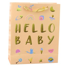 LEAN Torba Prezentowa Dla Dziecka Hello Baby Brzoskwiniowa 32 x 26 x 10cm