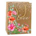 LEAN Torba Prezentowa Napis Love Kwiaty 23 x 18 x 10,5 cm
