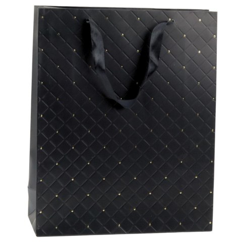 LEAN Torba Prezentowa Papierowa Elegancka Złote Kropki Czarna 32 x 26 x 10cm LEAN Torba Prezentowa Papierowa Elegancka Złote Kropki Czarna 32 x 26 x 10cm