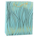 LEAN Torba Prezentowa Papierowa Linie Faliste Złote 32 x 26 x 12 cm