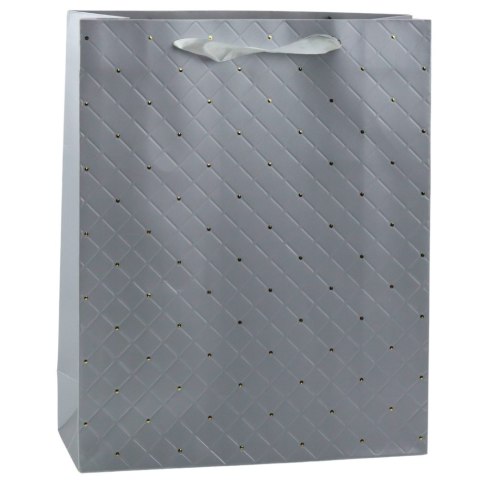 LEAN Torba Prezentowa Papierowa Szara Elegancka Złote Kropki 32 x 26 x 10cm LEAN Torba Prezentowa Papierowa Szara Elegancka Złote Kropki 32 x 26 x 10cm