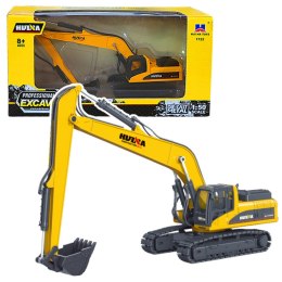 HUINA Koparka Gąsienicowa Metalowa Ruchome Ramię Huina Żółta 1:50