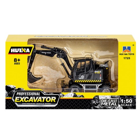 HUINA Koparka Kołowa Ze Spychaczem Metalowa Huina Czarna 1:50 HUINA Koparka Kołowa Ze Spychaczem Metalowa Huina Czarna 1:50