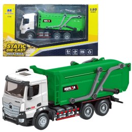 HUINA Śmieciarka Ciężarówka Metalowa Ruchoma Huina Zielona 1:50