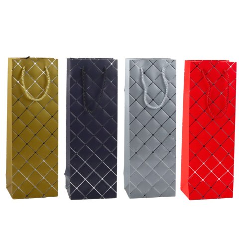 LEAN Torba Prezentowa Na Wino Butelkę Papierowa Srebrne Elementy 35 x 12 x 9 cm LEAN Torba Prezentowa Na Wino Butelkę Papierowa Srebrne Elementy 35 x 12 x 9 cm
