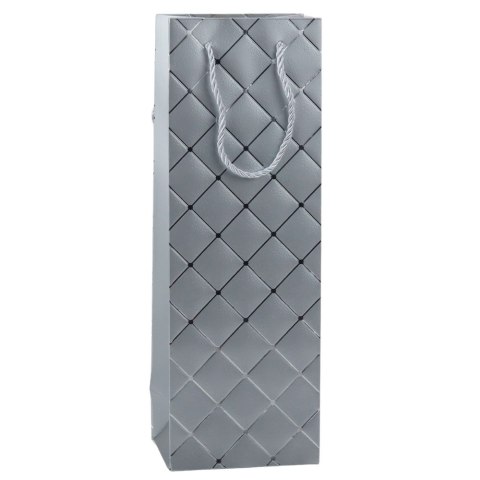 LEAN Torba Prezentowa Na Wino Butelkę Papierowa Srebrne Elementy 35 x 12 x 9 cm LEAN Torba Prezentowa Na Wino Butelkę Papierowa Srebrne Elementy 35 x 12 x 9 cm