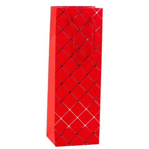 LEAN Torba Prezentowa Na Wino Butelkę Papierowa Srebrne Elementy 35 x 12 x 9 cm LEAN Torba Prezentowa Na Wino Butelkę Papierowa Srebrne Elementy 35 x 12 x 9 cm