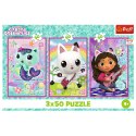 Trefl Puzzle Puzzle 3x50 - Poznajcie Gabby i kotki Gabbys Dollhouse Trefl 34876