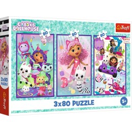 Trefl Puzzle Puzzle 3x80 - Kolorowe dni Gabby Trefl 34882