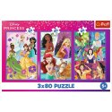Trefl Puzzle Puzzle - 3x80 - Księżniczki przyjaciółki - Disney Princess Trefl 34884