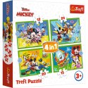 Trefl Puzzle Puzzle - "4w1 (12, 15, 20, 24)" - Wśród przyjaciół Myszka Miki Trefl 34616