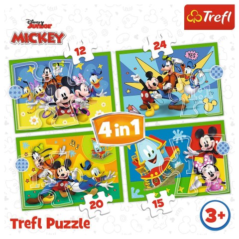 Trefl Puzzle Puzzle - "4w1 (12, 15, 20, 24)" - Wśród przyjaciół Myszka Miki Trefl 34616 Trefl Puzzle Puzzle - "4w1 (12, 15, 20, 24)" - Wśród przyjaciół Myszka Miki Trefl 34616