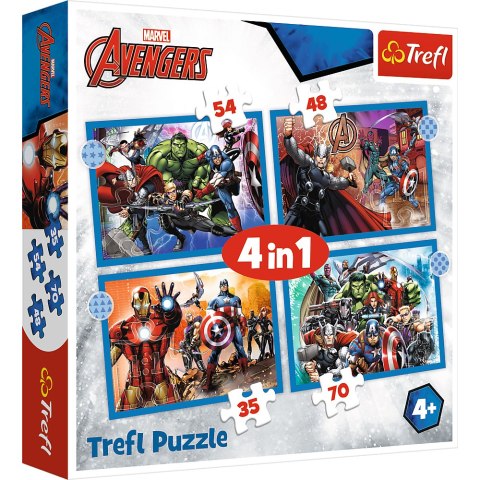Trefl Puzzle Puzzle - "4w1" - Odważni Avengersi Trefl 34386 Trefl Puzzle Puzzle - "4w1" - Odważni Avengersi Trefl 34386