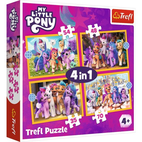 Trefl Puzzle Puzzle - 4w1 - Poznaj kucyki Pony My Little Pony Trefl 34624 Trefl Puzzle Puzzle - 4w1 - Poznaj kucyki Pony My Little Pony Trefl 34624