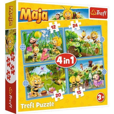 Trefl Puzzle Puzzle - 4w1 - Przygody Pszczółki Mai Trefl 34356 Trefl Puzzle Puzzle - 4w1 - Przygody Pszczółki Mai Trefl 34356