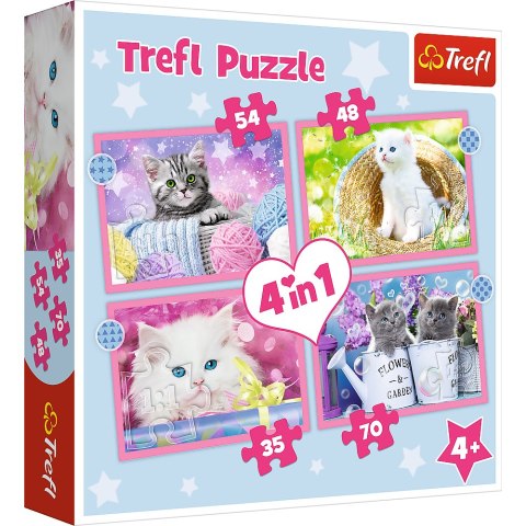Trefl Puzzle Puzzle - "4w1" - Zabawne kotki Trefl 34396 Trefl Puzzle Puzzle - "4w1" - Zabawne kotki Trefl 34396