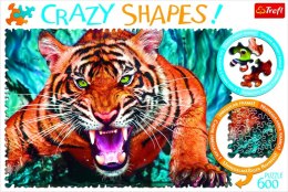 Trefl Puzzle Puzzle Crazy Shapes 600 el. Oko w oko z tygrysem Trefl 11110