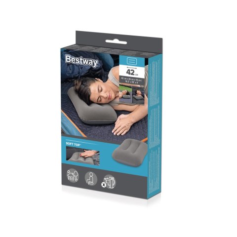 Bestway Dmuchana Poduszka Welurowa Szara 42 cm Bestway 67121 Bestway Dmuchana Poduszka Welurowa Szara 42 cm Bestway 67121