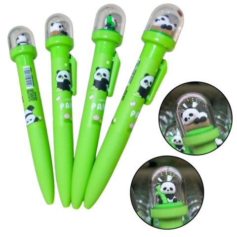 LEAN Długopis Żelowy Zielony Panda W Kopule Niebieski Tusz 0.5mm LEAN Długopis Żelowy Zielony Panda W Kopule Niebieski Tusz 0.5mm