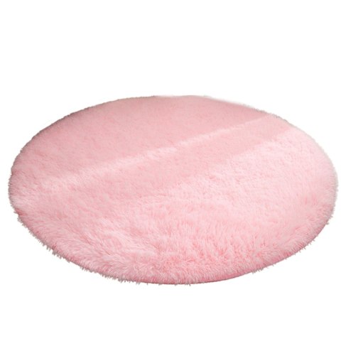 LEAN Pluszowy Miękki Dywan Okrągły Antypoślizgowy Jasno Różowy 122cm LEAN Pluszowy Miękki Dywan Okrągły Antypoślizgowy Jasno Różowy 122cm