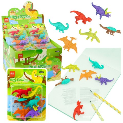 LEAN Zestaw Gumek Do Ścierania Zmazywania Szkolne Dinozaury 6szt LEAN Zestaw Gumek Do Ścierania Zmazywania Szkolne Dinozaury 6szt