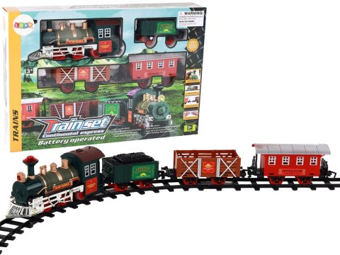 LEAN Toys Kolejka Elektryczna Lokomotywa 3 Wagony Dźwięki Światła