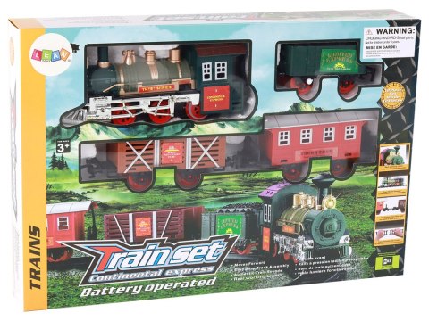 LEAN Toys Kolejka Elektryczna Lokomotywa 3 Wagony Dźwięki Światła LEAN Toys Kolejka Elektryczna Lokomotywa 3 Wagony Dźwięki Światła