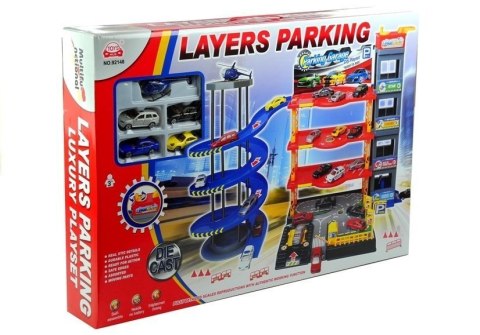 LEAN Toys Parking Poziomowy Tor Winda 4 Autka Helikopter LEAN Toys Parking Poziomowy Tor Winda 4 Autka Helikopter