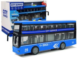 LEAN Toys Autobus Dwupiętrowy z Napędem Frykcyjnym Dźwięk Światła 1:16 Niebieski
