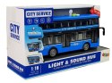 LEAN Toys Autobus Dwupiętrowy z Napędem Frykcyjnym Dźwięk Światła 1:16 Niebieski