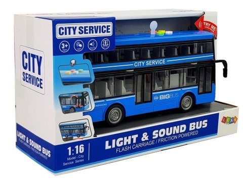 LEAN Toys Autobus Dwupiętrowy z Napędem Frykcyjnym Dźwięk Światła 1:16 Niebieski LEAN Toys Autobus Dwupiętrowy z Napędem Frykcyjnym Dźwięk Światła 1:16 Niebieski