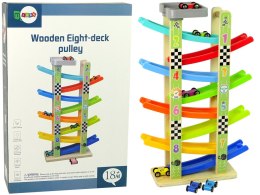 LEAN Toys Drewniana Zjeżdżalnia Tor Samochodowy 8 Pięter Autka