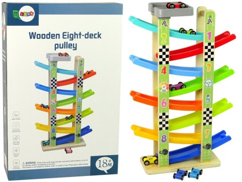 LEAN Toys Drewniana Zjeżdżalnia Tor Samochodowy 8 Pięter Autka LEAN Toys Drewniana Zjeżdżalnia Tor Samochodowy 8 Pięter Autka